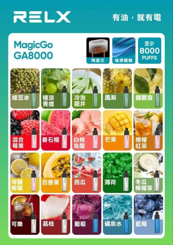 RELX拋棄式-悅刻GA8000口一次性電子煙--台灣現貨